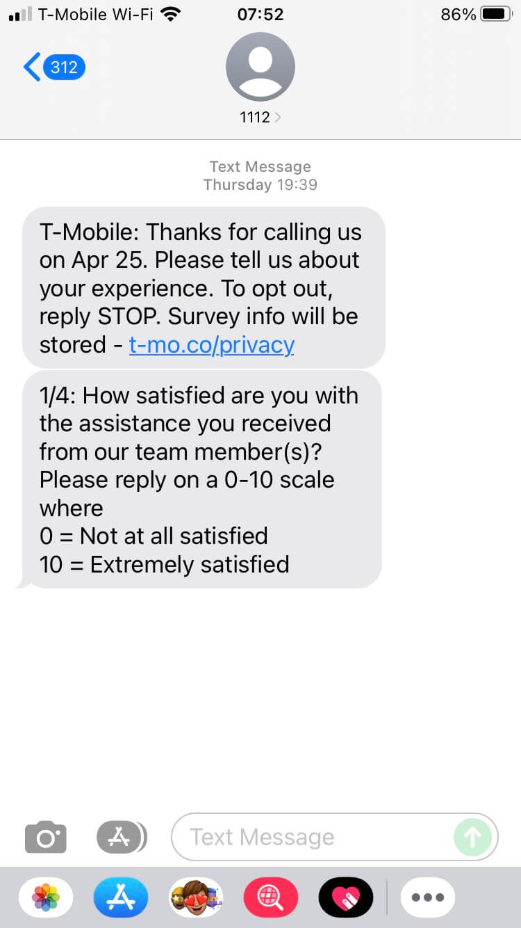 Short Code T-Mobile text messaging