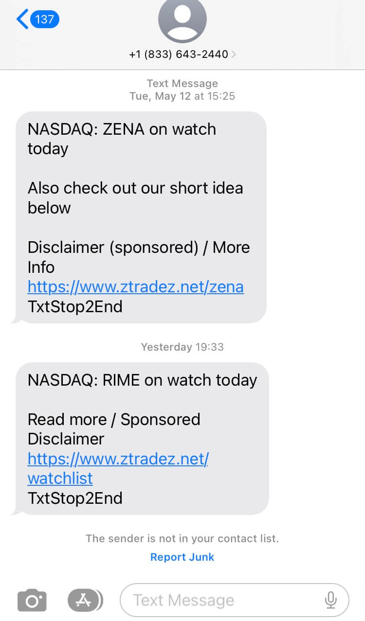 Long Code ztradez text messaging