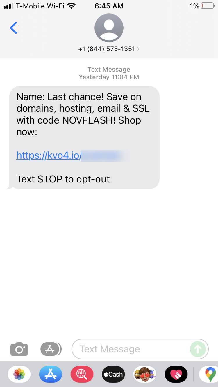 Long Code Name.com text messaging