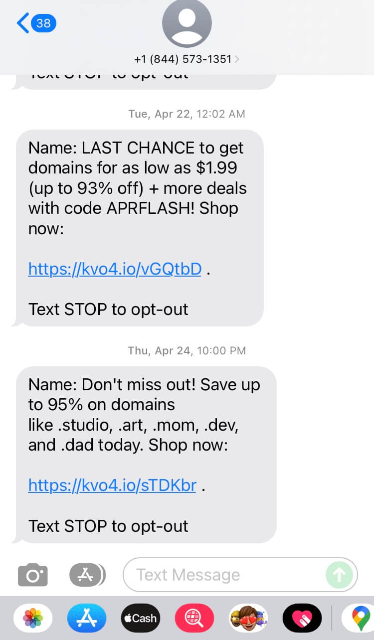 Long Code Name.com text messaging