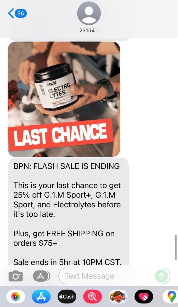 Short Code Bare Performance Nutrition text messaging