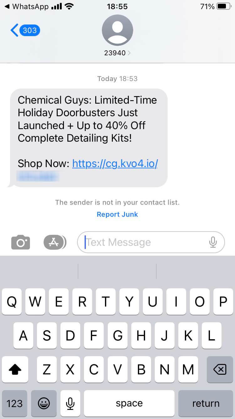 Short Code Chemical guys text messaging