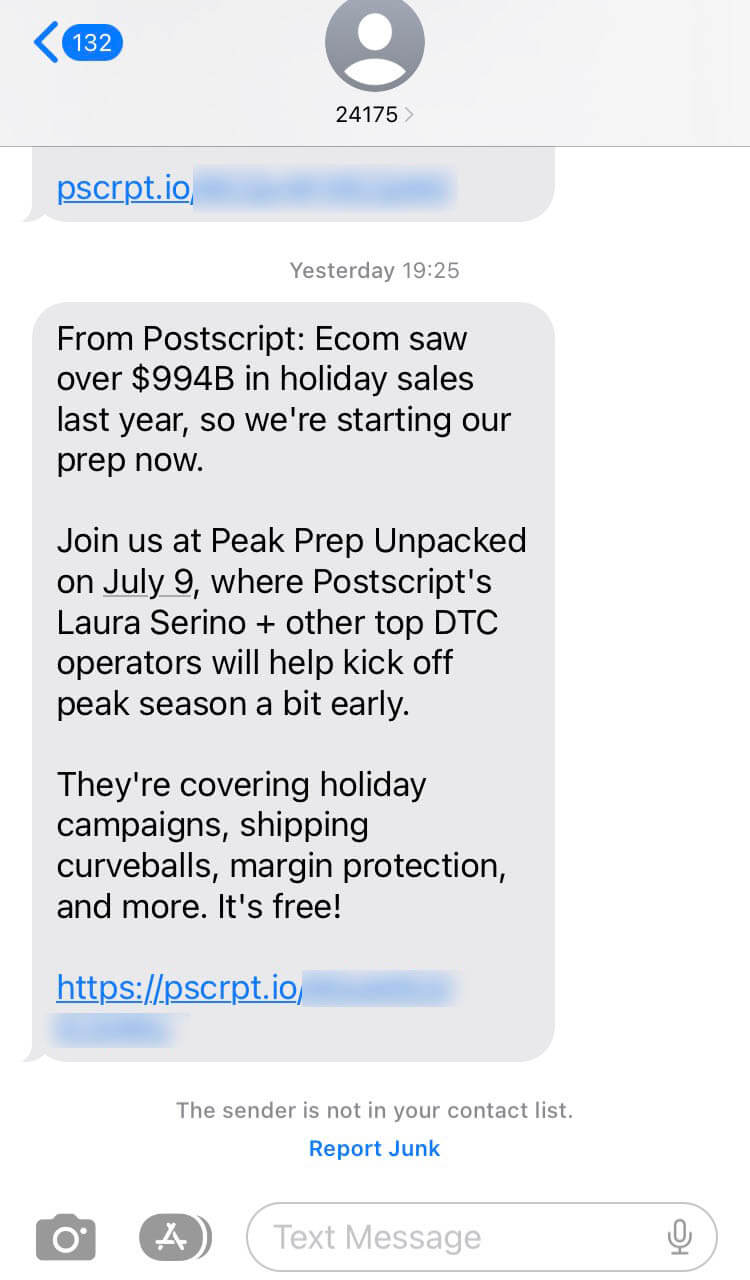 Short Code Postscript text messaging