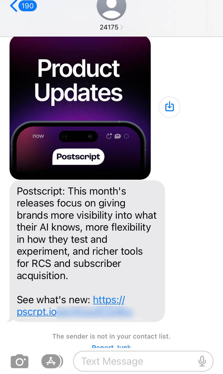 Short Code Postscript text messaging