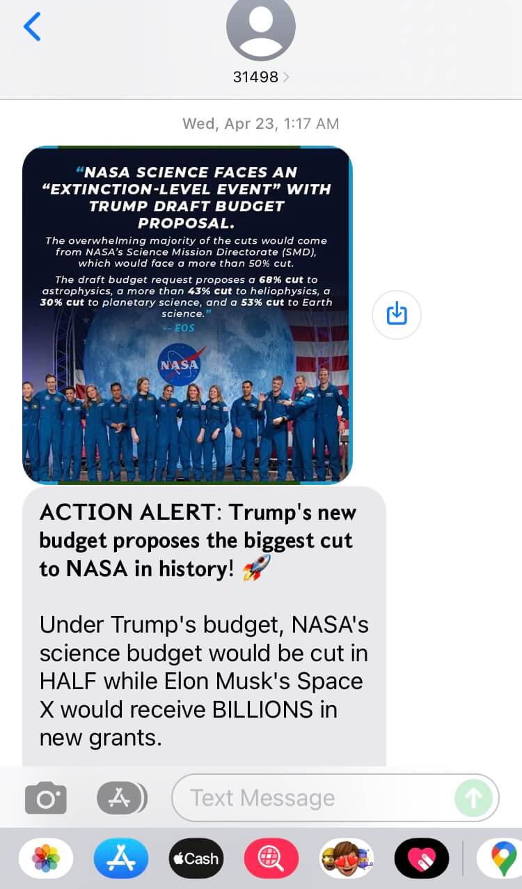 Short Code 314 Action Fund  text messaging