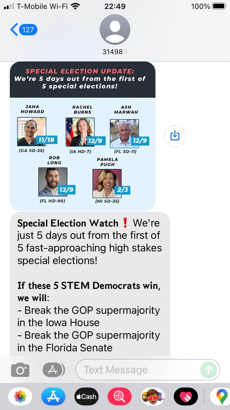 Short Code 314 Action Fund  text messaging