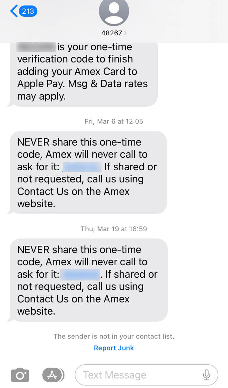 Short Code American Express text messaging