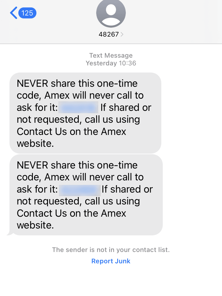Short Code American Express text messaging