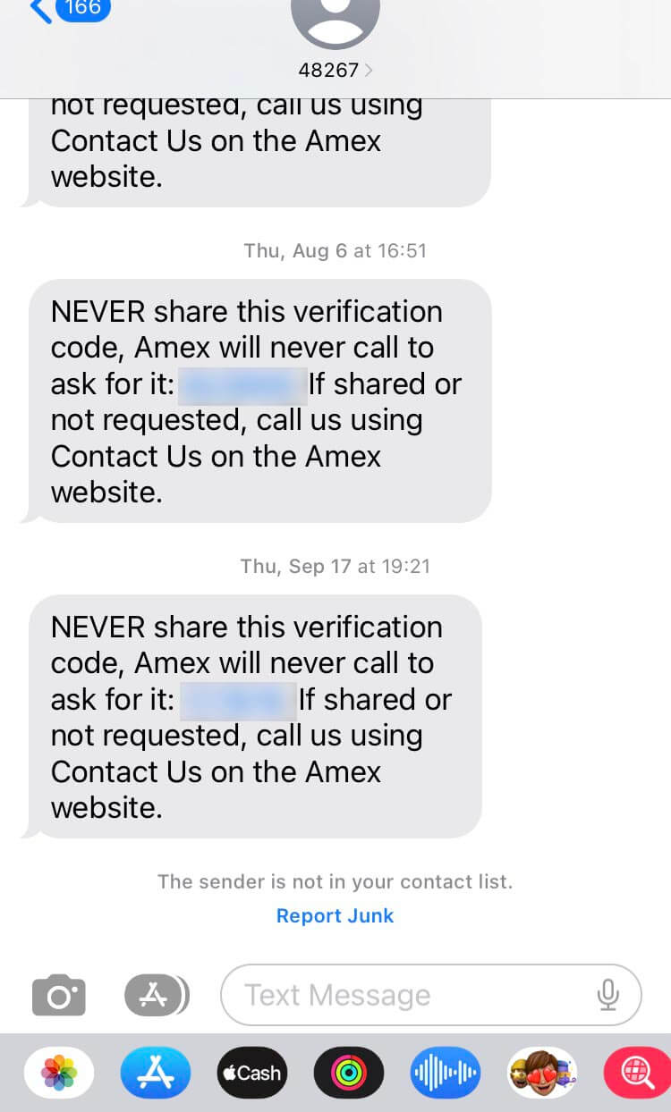Short Code American Express text messaging