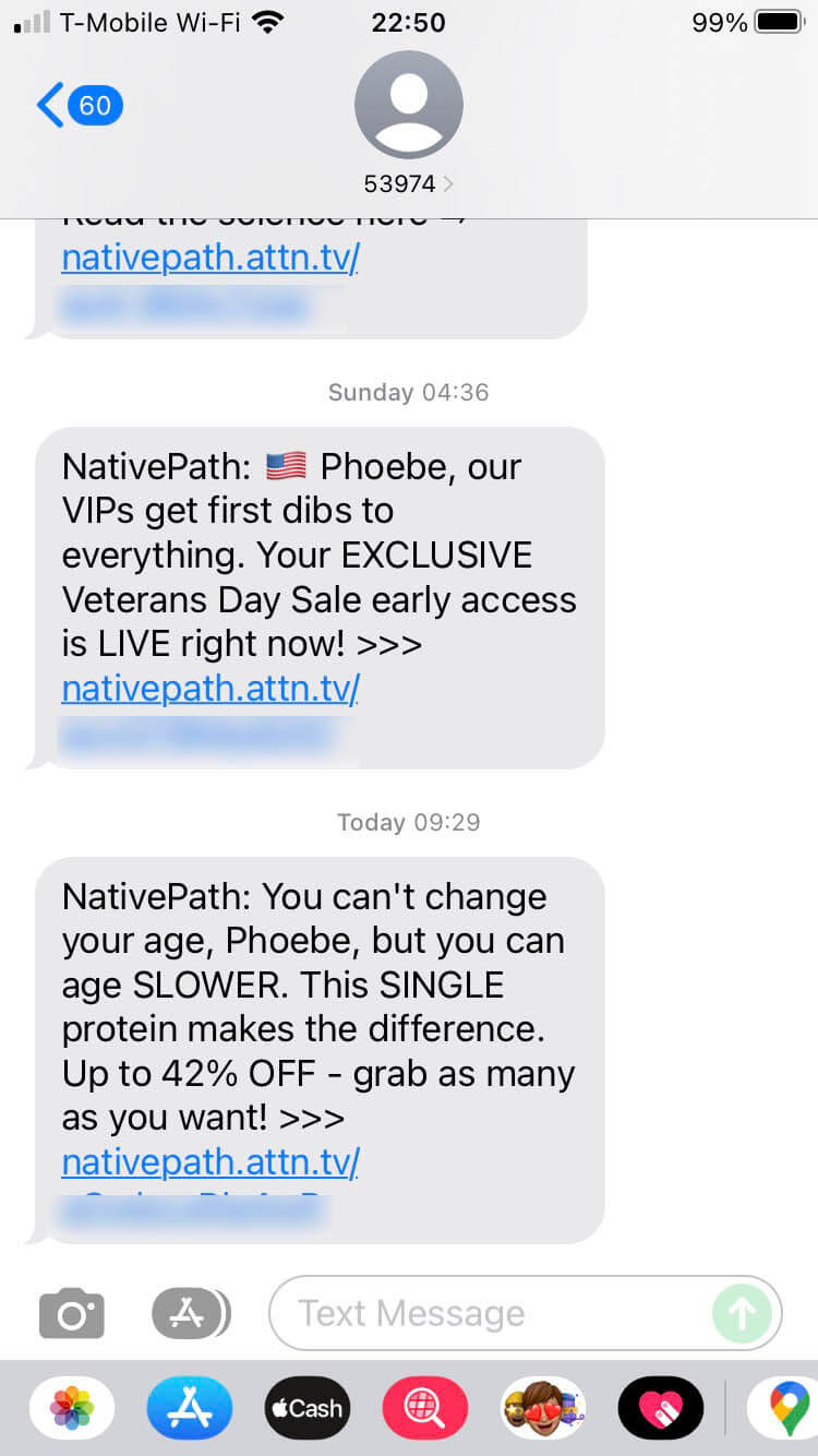 Short Code NativePath text messaging