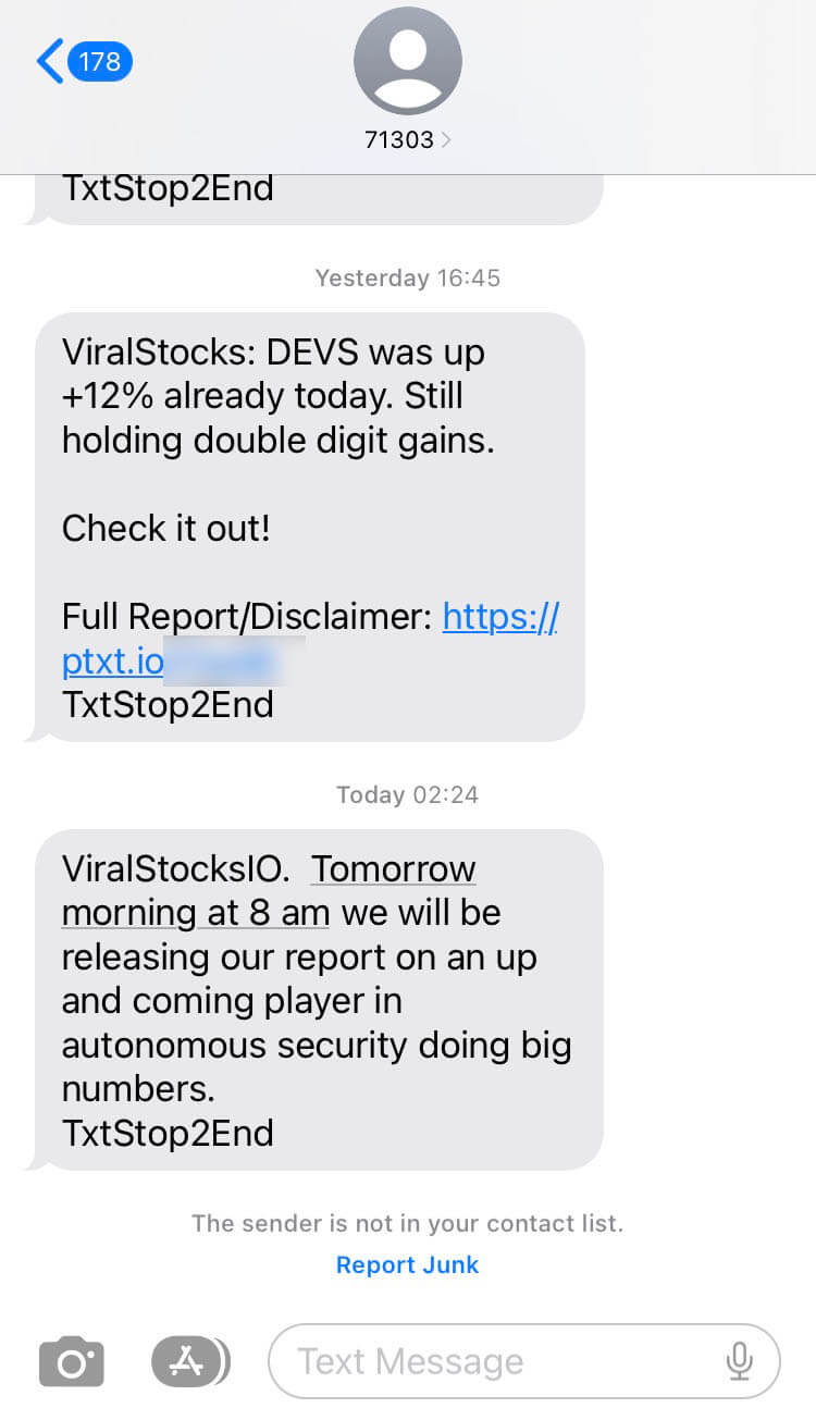 Short Code ViralStocks.io text messaging