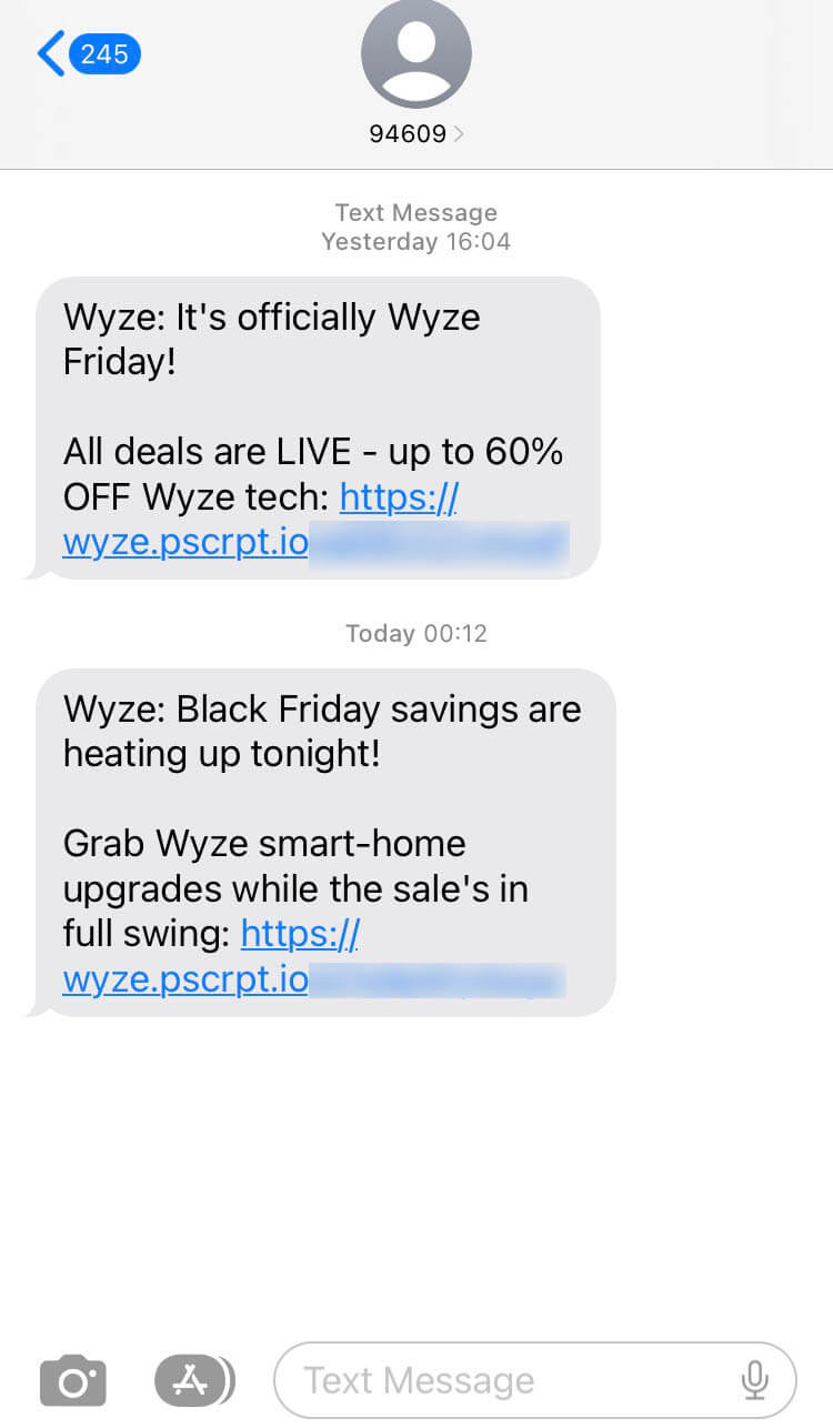 Short Code Wyze text messaging