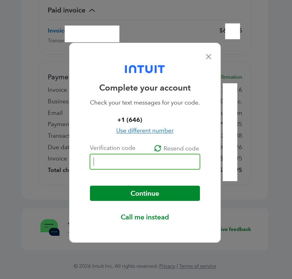 Short Code Intuit USA text messaging