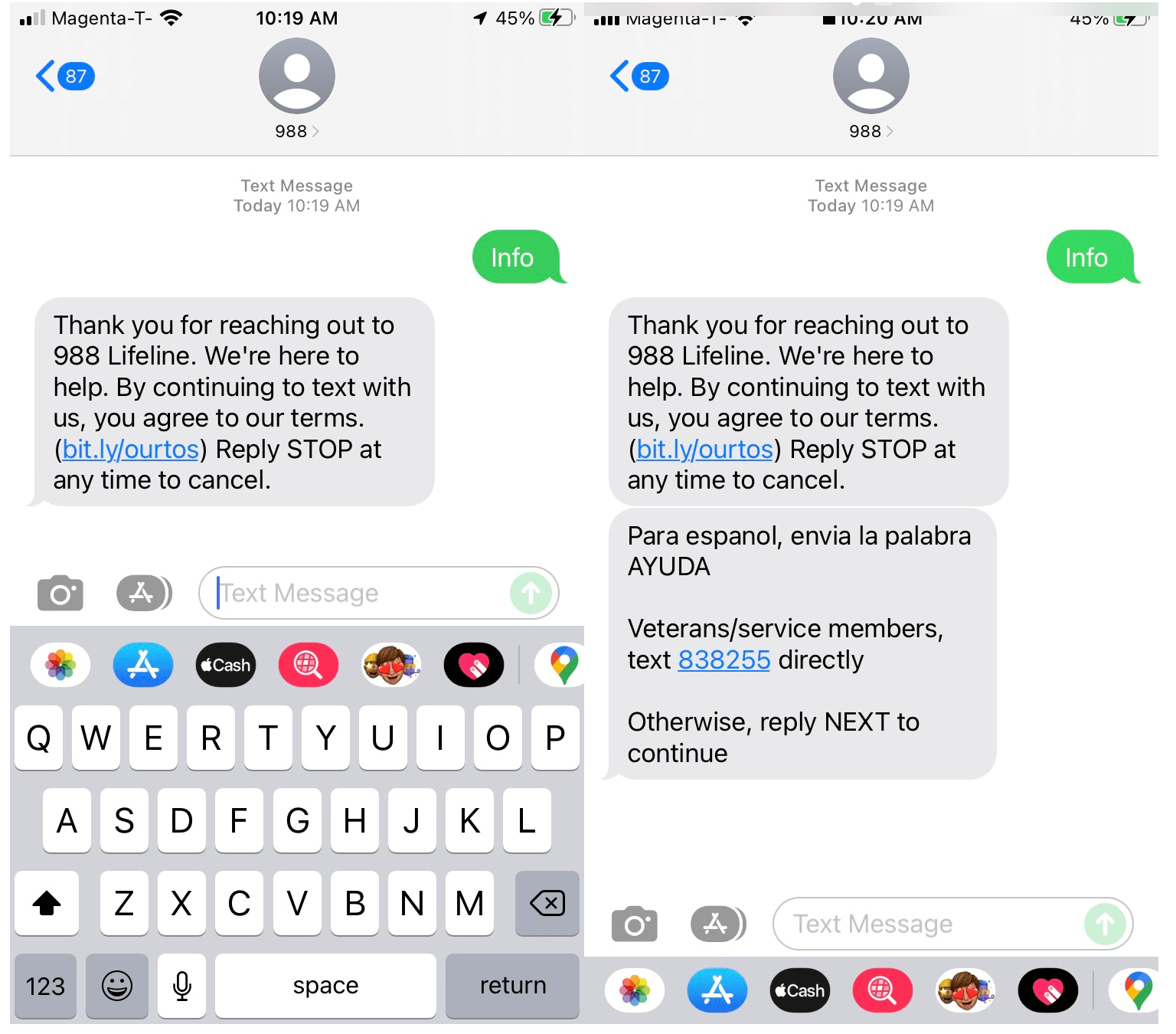 Short Code New York State Office of Mental Health (OMH) – 988 Lifeline text messaging