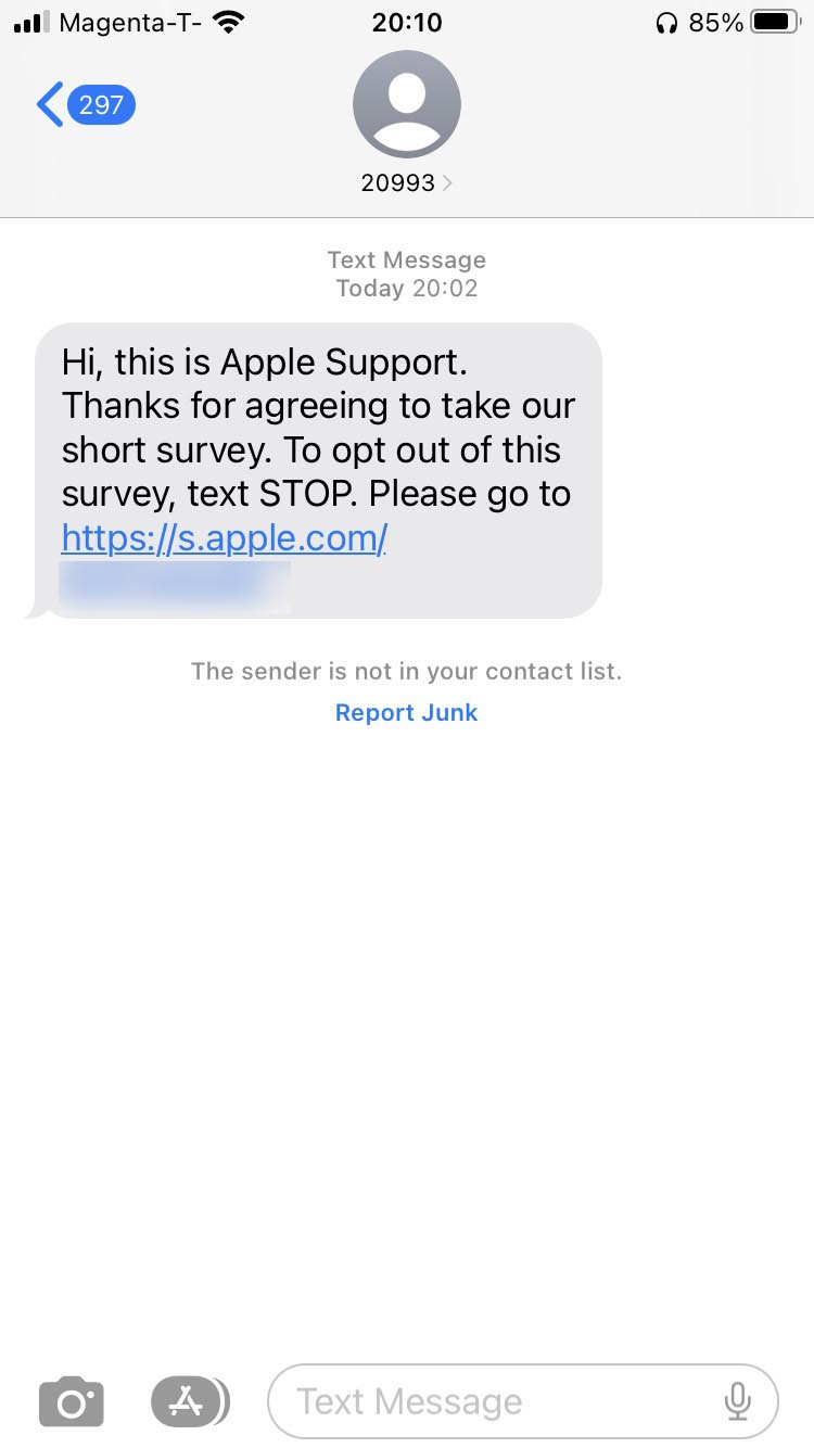 Short Code Apple text messaging