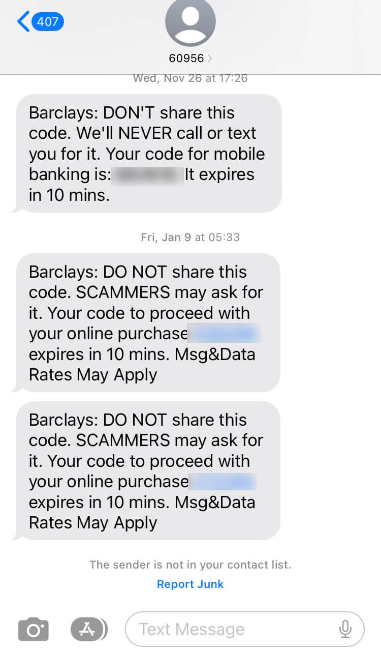 Short Code Barclays text messaging