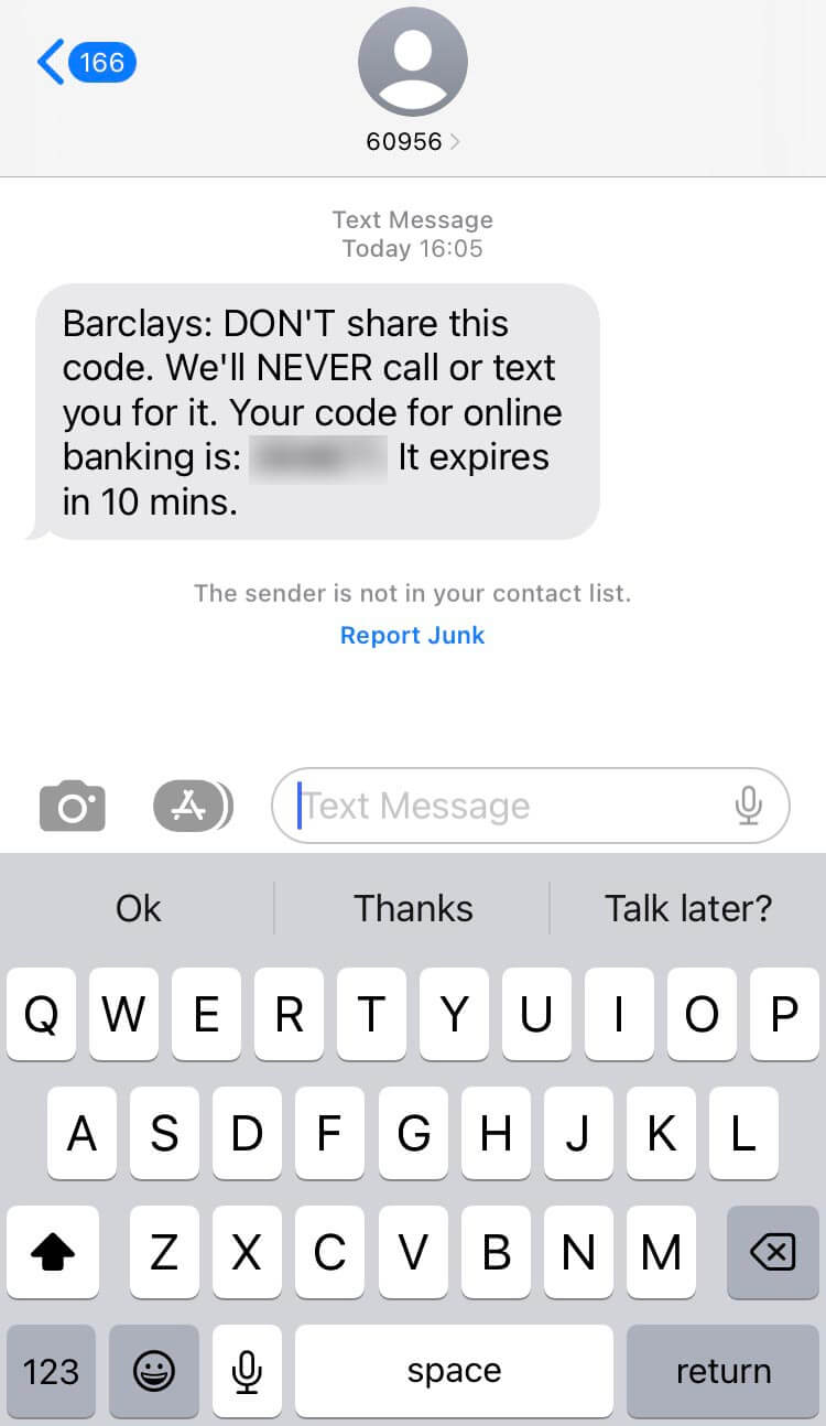 Short Code Barclays text messaging