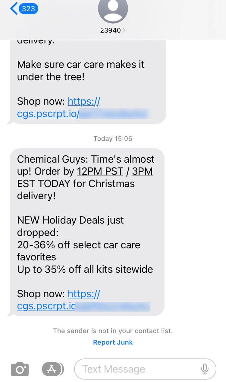 Short Code Chemical guys text messaging