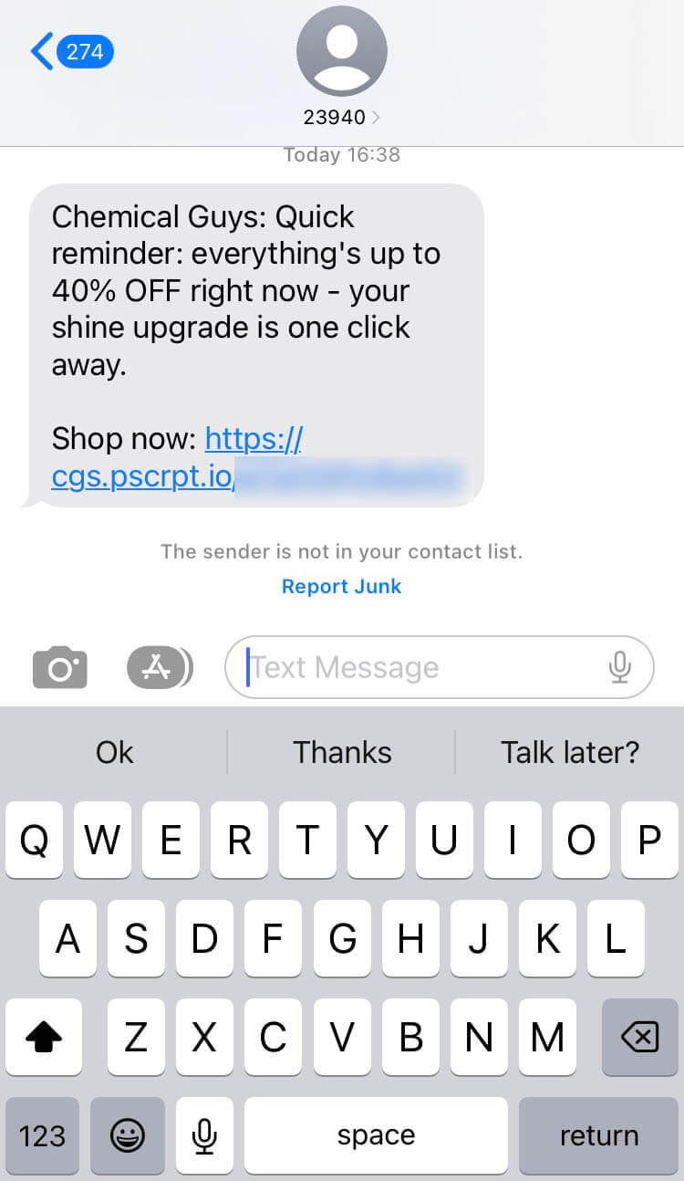 Short Code Chemical guys text messaging