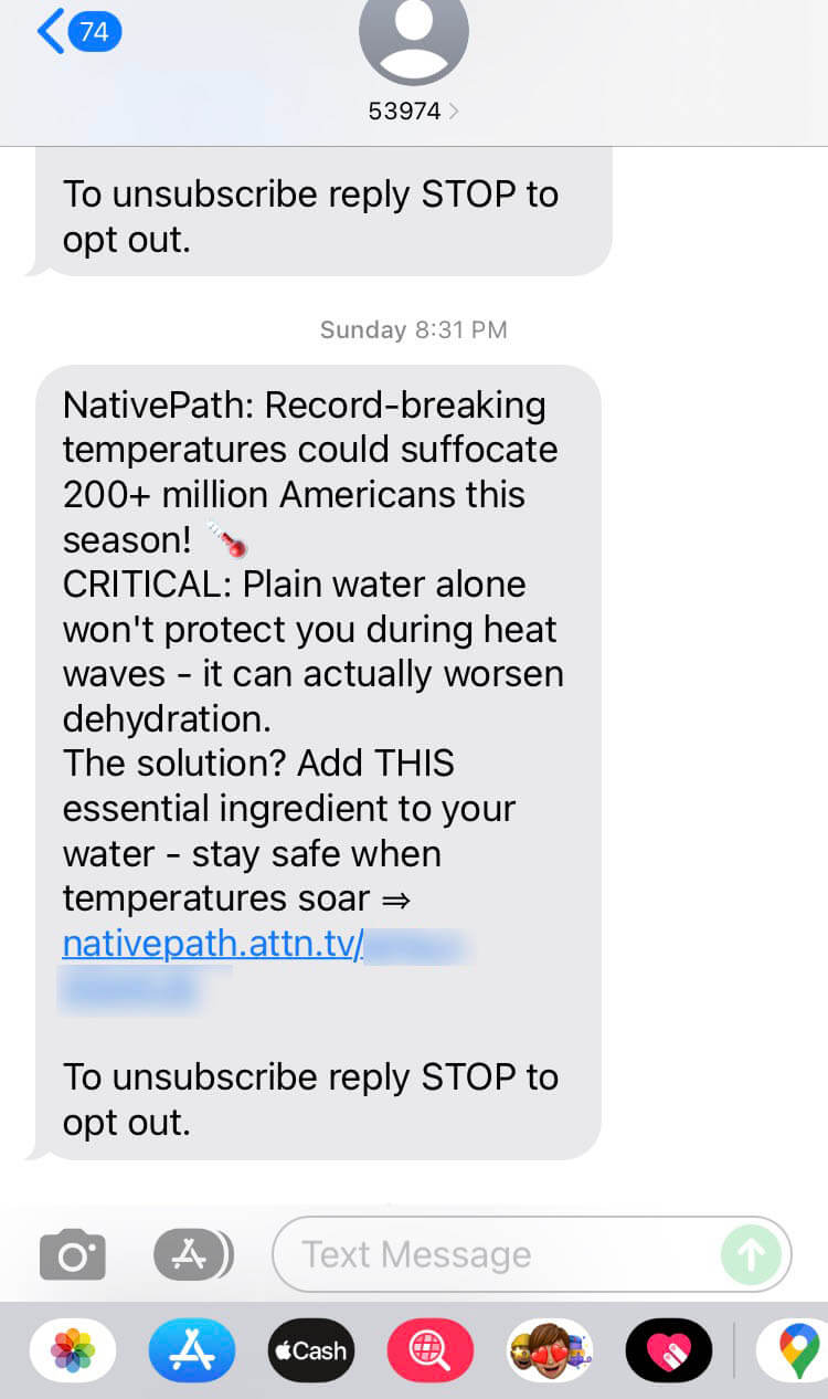 Short Code NativePath text messaging