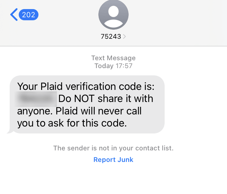 Short Code Plaid  text messaging