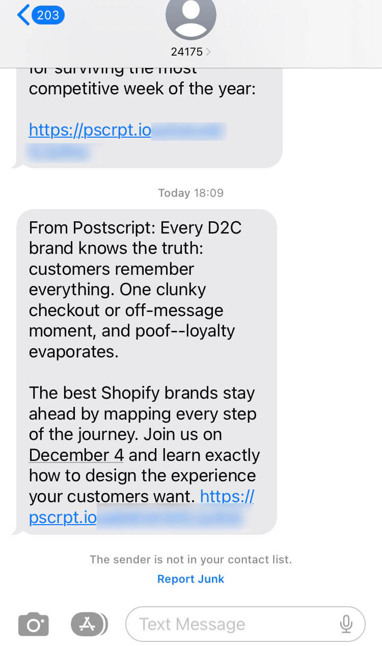 Short Code Postscript text messaging