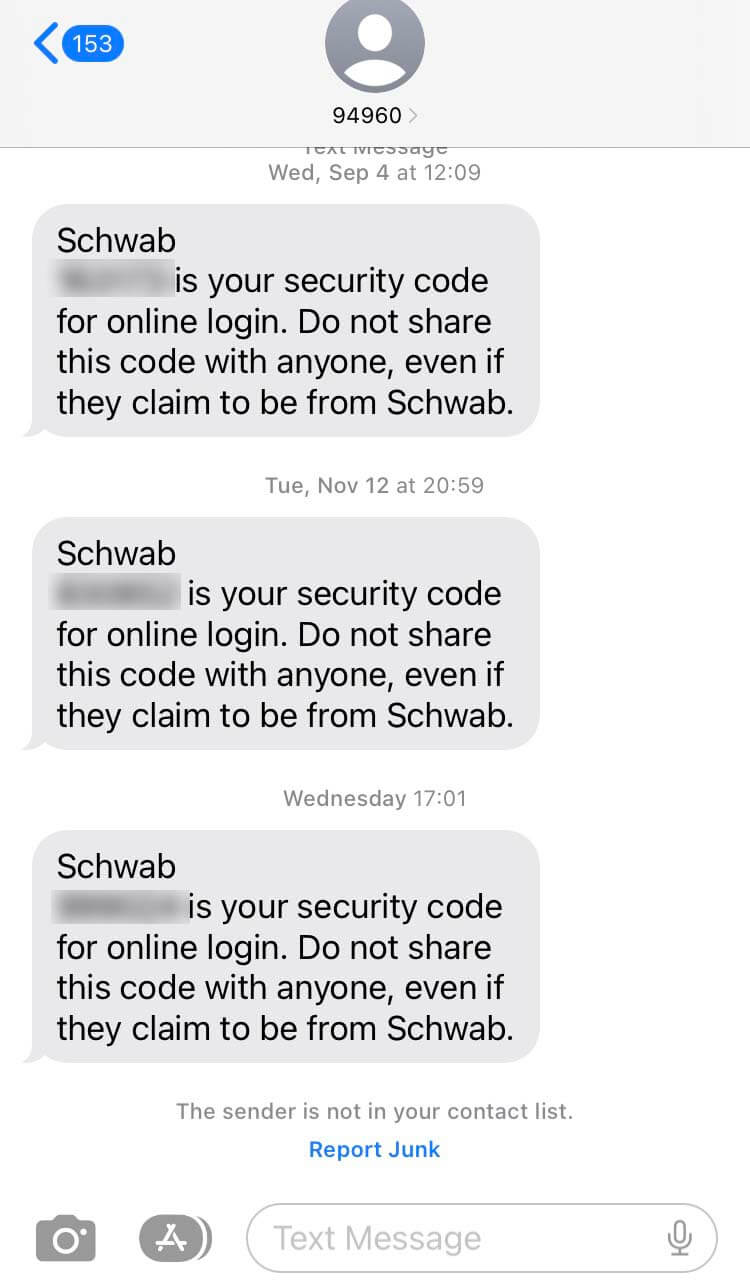 Short Code Schwab text messaging