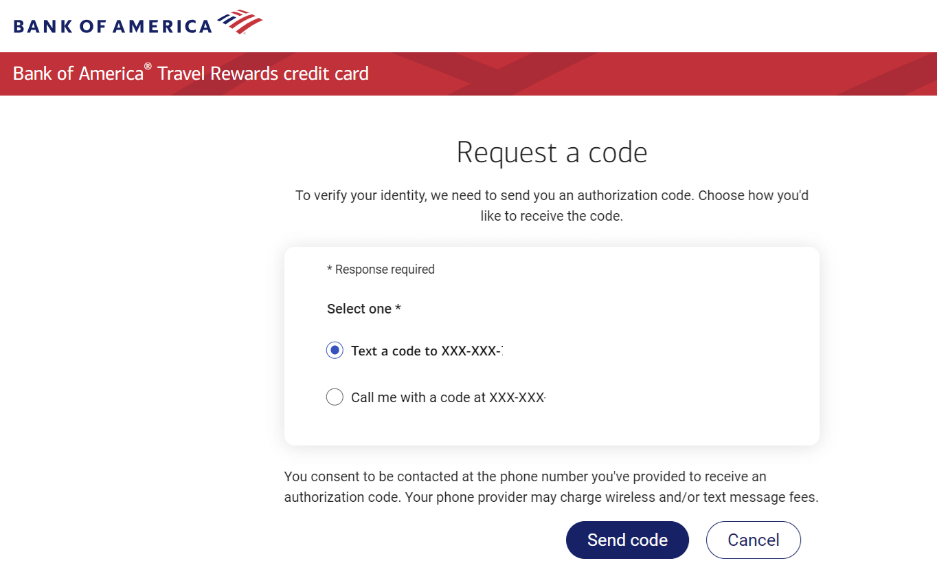 Short Code Bank of America text messaging