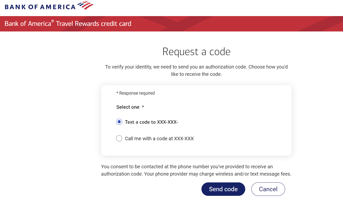 Short Code Bank of America text messaging