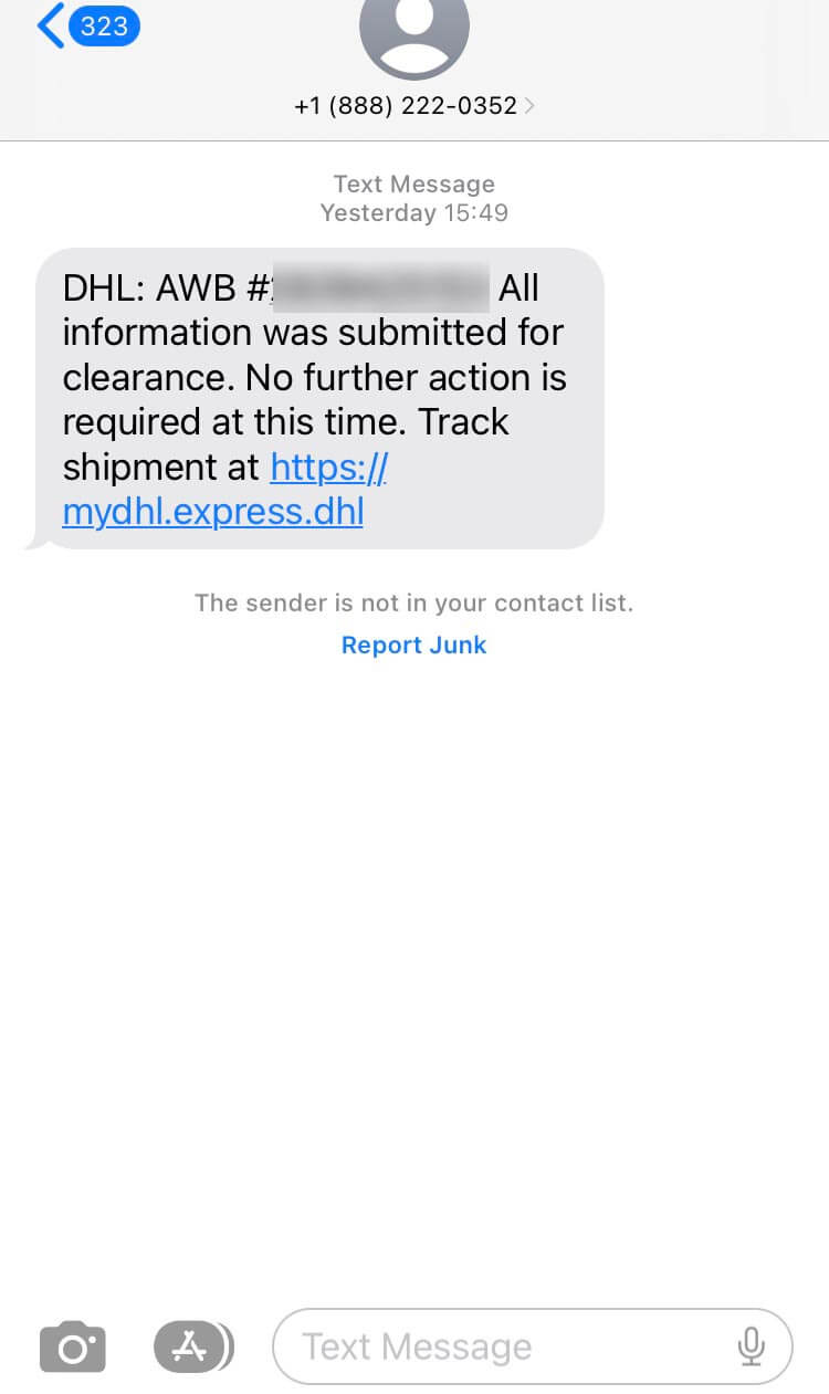 Long Code DHL text messaging
