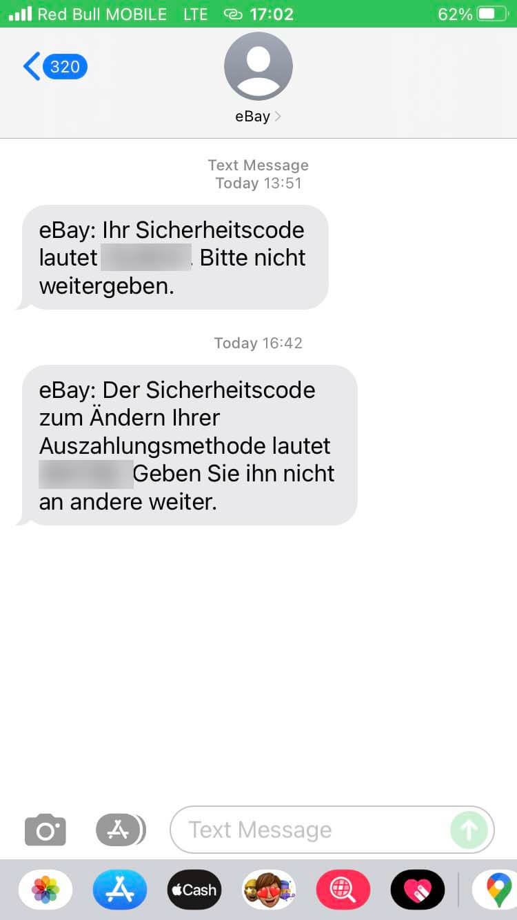 Short Code eBay Austria text messaging