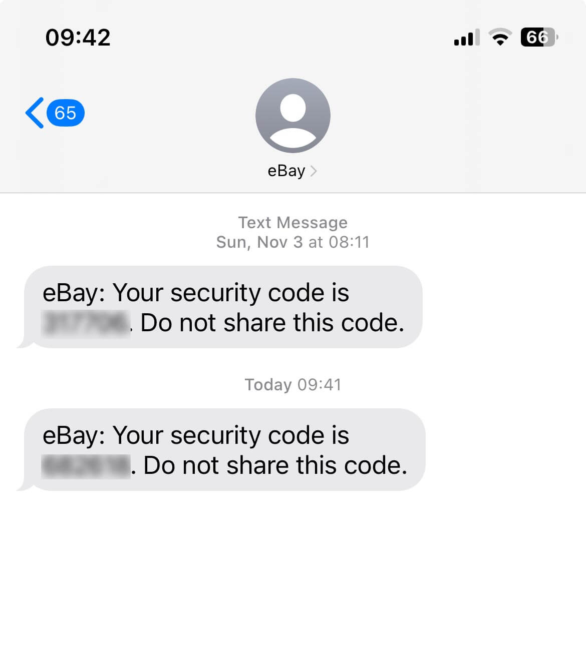 Short Code ebay text messaging