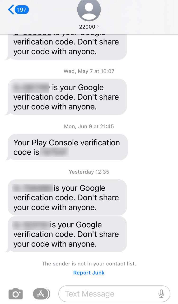Short Code Google text messaging