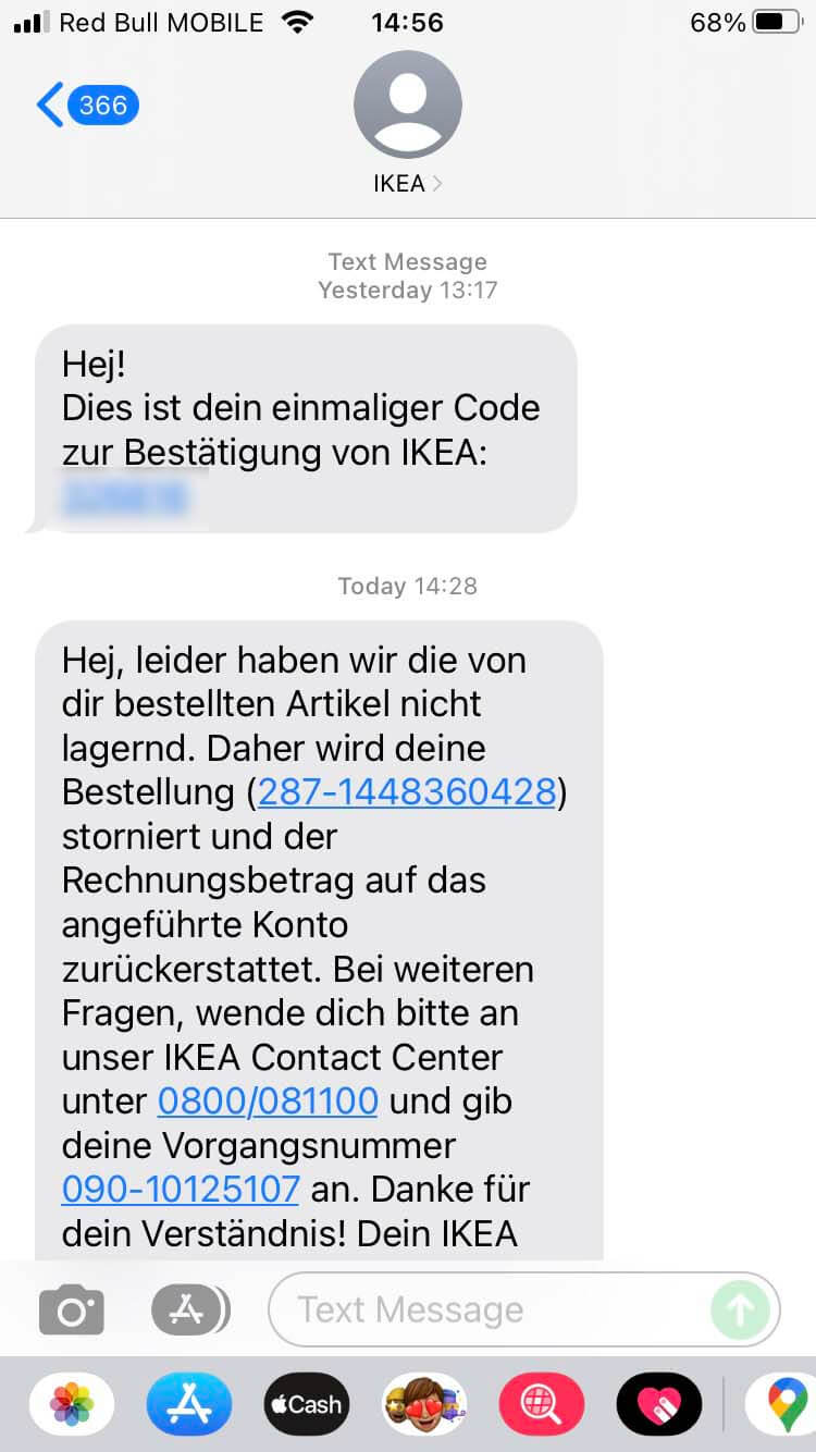 Short Code IKEA Austria text messaging