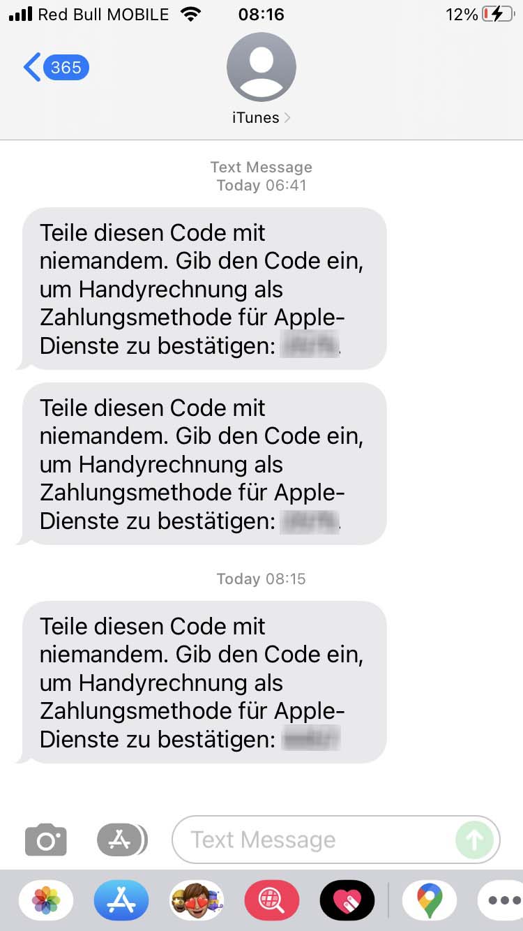 Short Code iTunes Austria text messaging