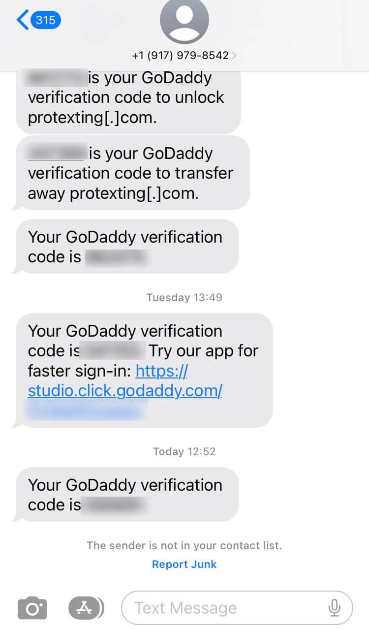 Long Code GoDaddy text messaging