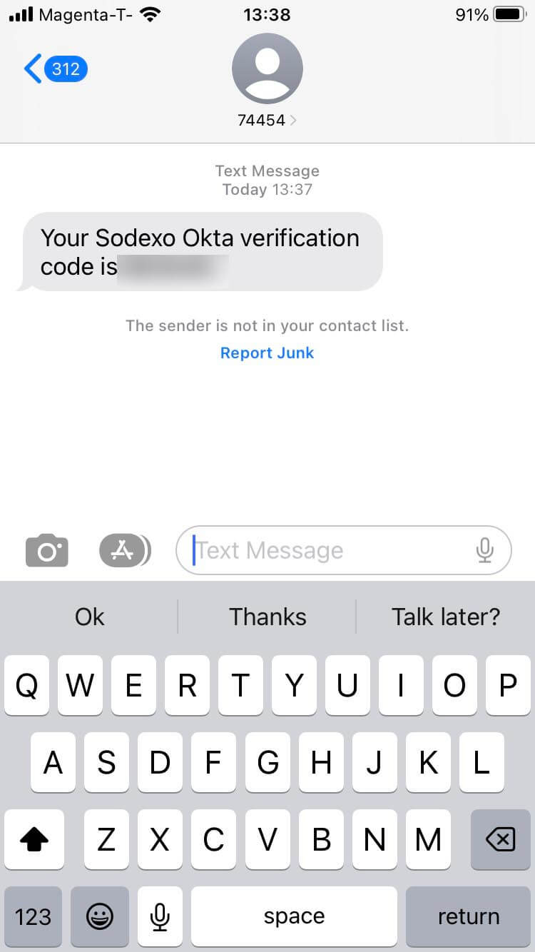 Short Code Sodexo  text messaging