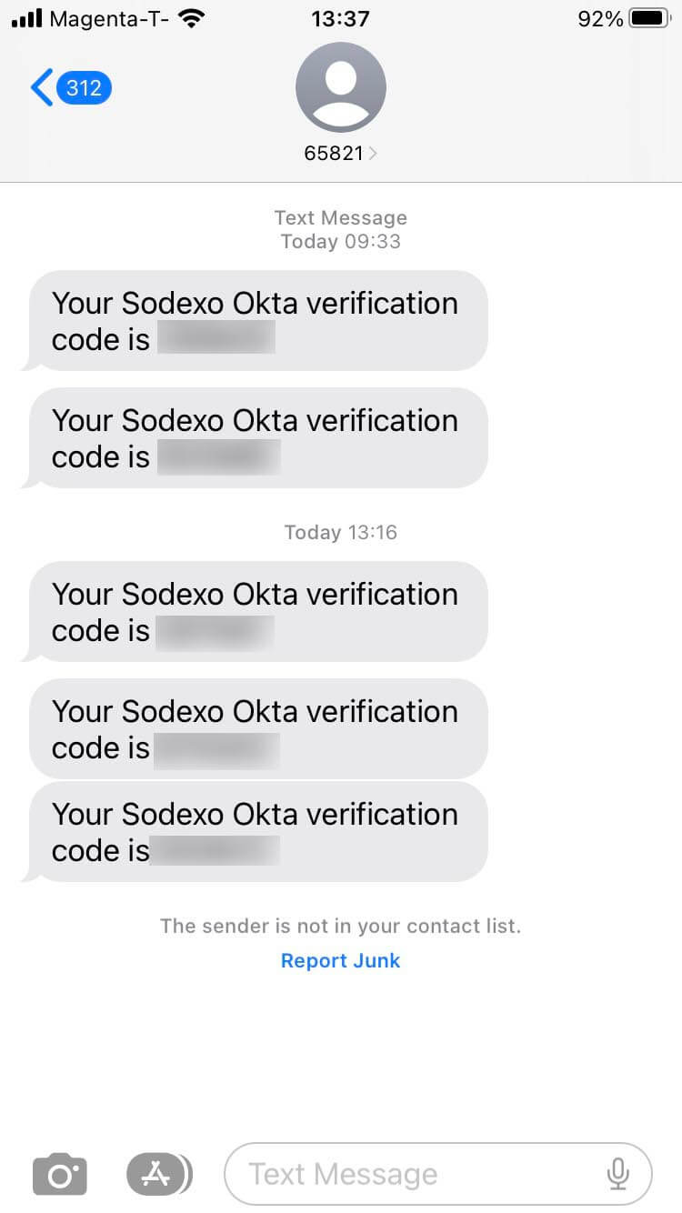 Short Code Sodexo  text messaging