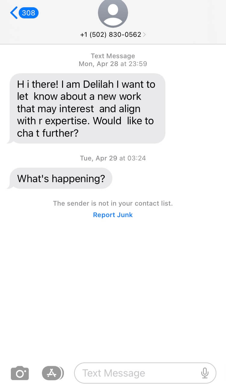 Long Code Spam/Fraud text messaging