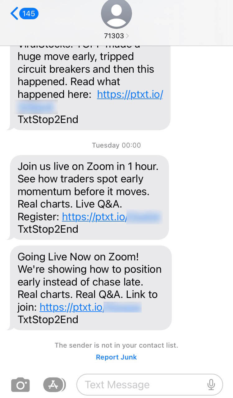 Short Code ViralStocks.io text messaging