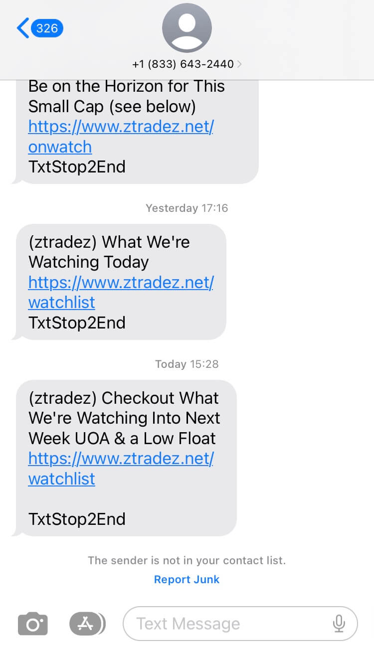 Long Code ztradez text messaging